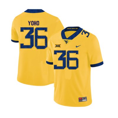 Men's West Virginia Mountaineers NCAA #36 Nick Yoho Yellow Authentic Nike Stitched College Football Jersey YX15M32FJ